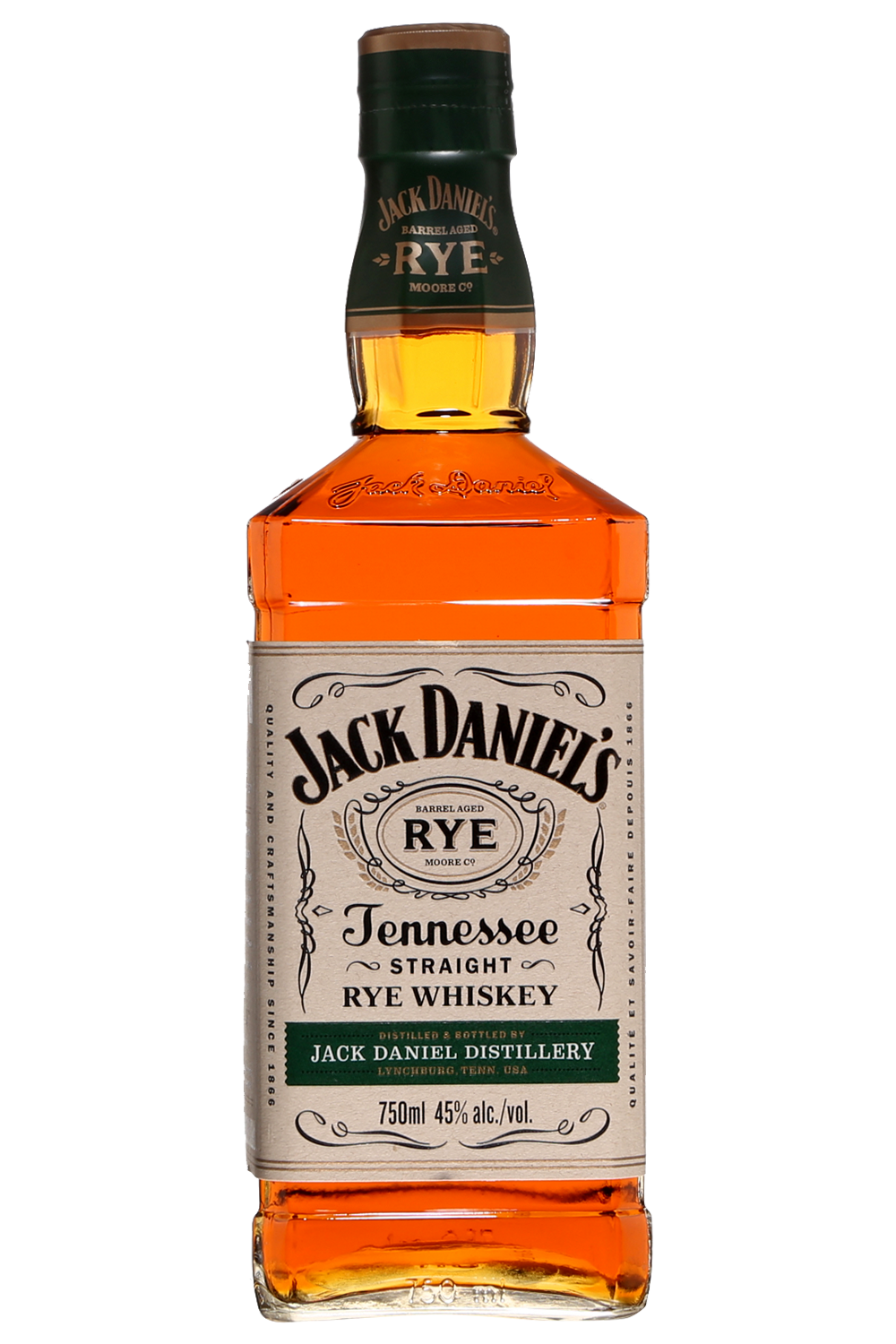 Jack Daniel's 90 Proof Tennessee Straight Rye Whiskey Bottle