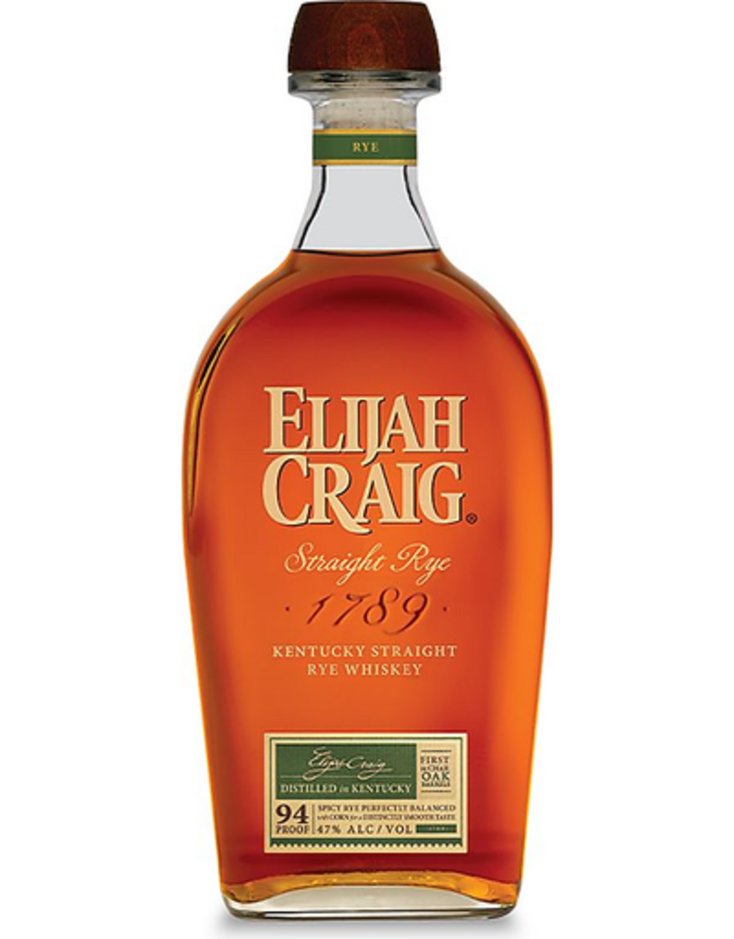 Elijah Craig 94 Proof Kentucky Straight Rye Whiskey Bottle