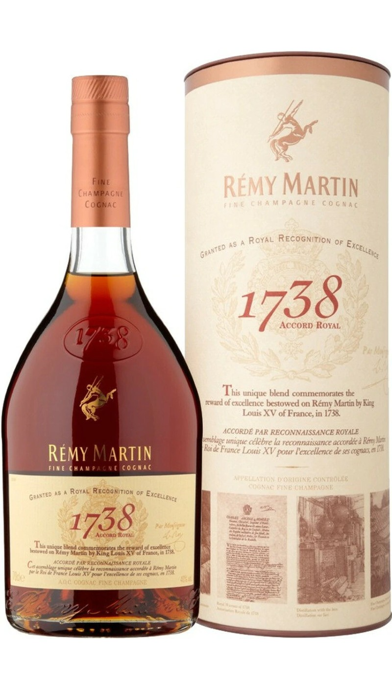 Remy Martin 1738 Accord Royal 80 Proof Cognac Bottle