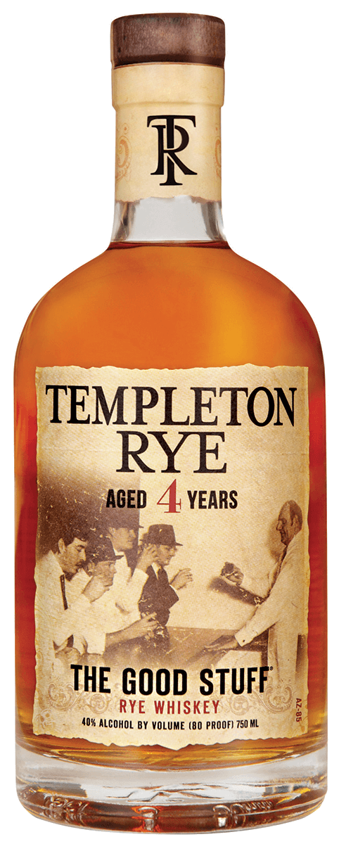 Templeton Aged 4 Years 80 Proof Rye Whiskey Bottle