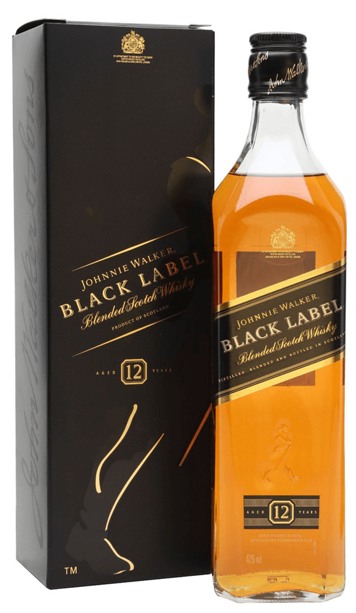 Johnnie Walker Black Label 12 Year 80 Proof Blended Scotch Whisky Bottle