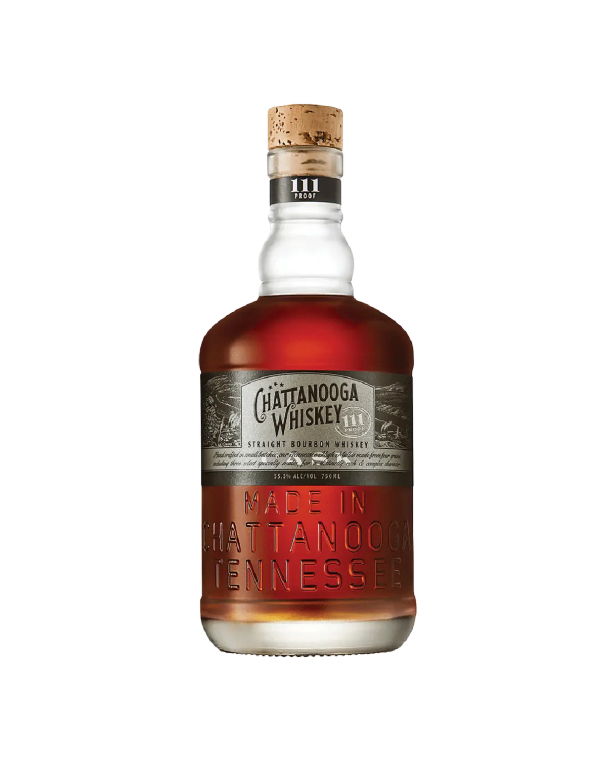 Chattanooga Whiskey 111 Proof Straight Bourbon Whiskey Bottle