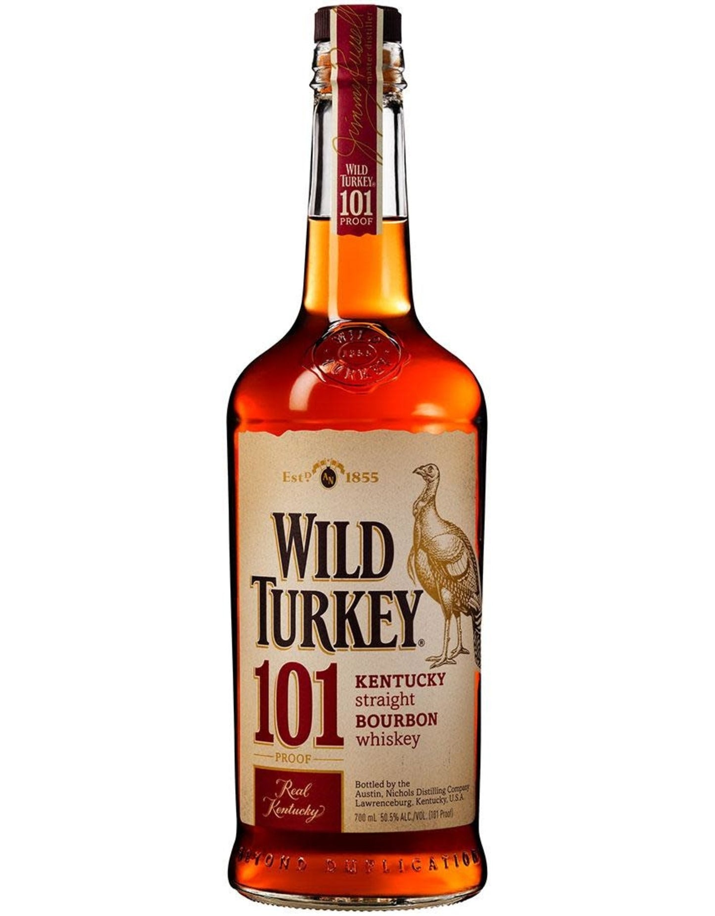 Wild Turkey 101 Proof Kentucky Straight Bourbon Whiskey Bottle