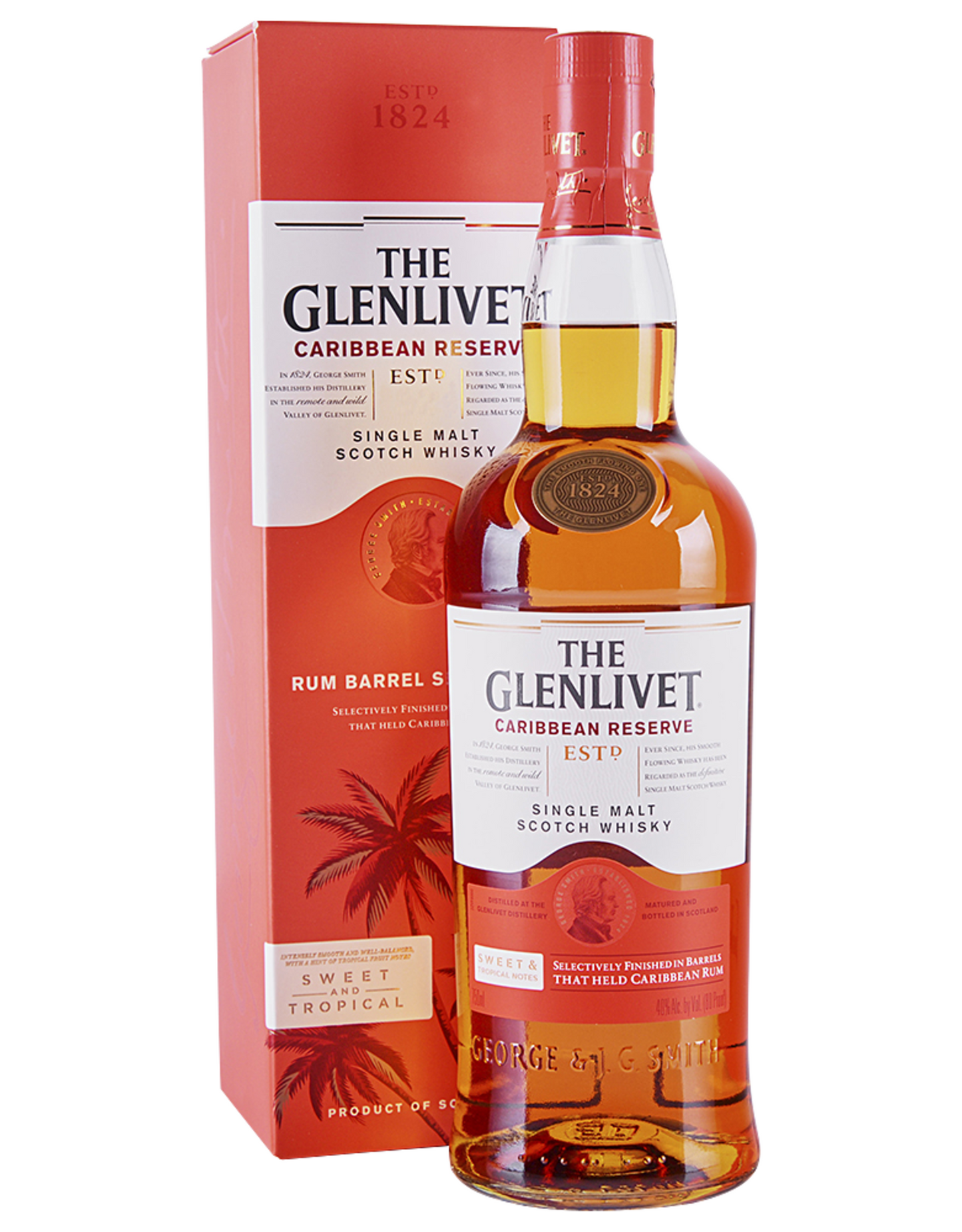 The Glenlivet Caribbean Reserve 80 Proof Single Malt Scotch Whisky Bottle