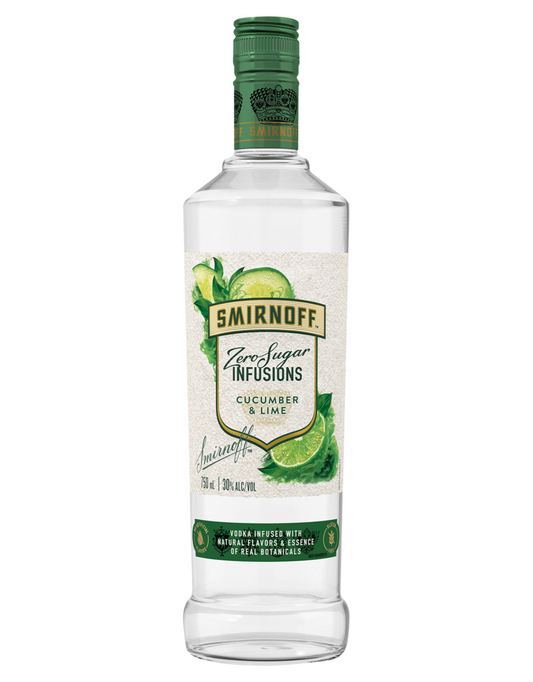 Smirnoff Infusions Zero Sugar Cucumber & Lime Vodka Bottle