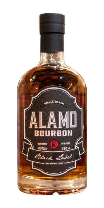 Alamo Distilling Co. Black Label 90 Proof Bourbon Whiskey Bottle