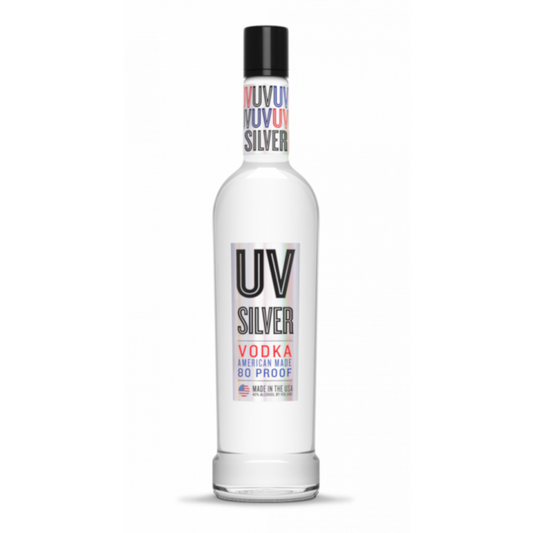 UV 80 Proof Silver Vodka Bottle