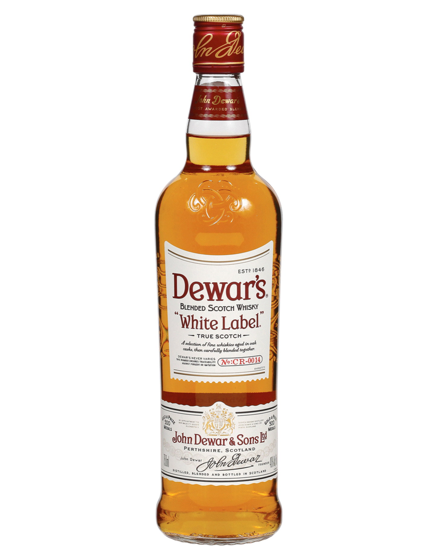 Dewar's White Label 80 Proof Blended Scotch Whisky Bottle