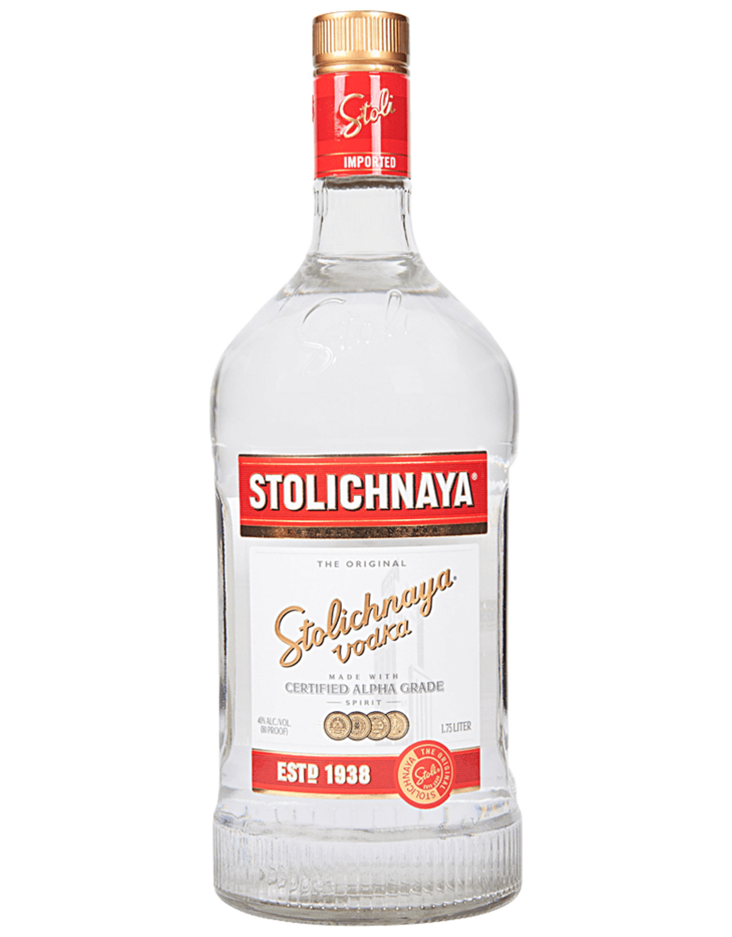 Stolichnaya 80 Proof Premium Vodka Bottle