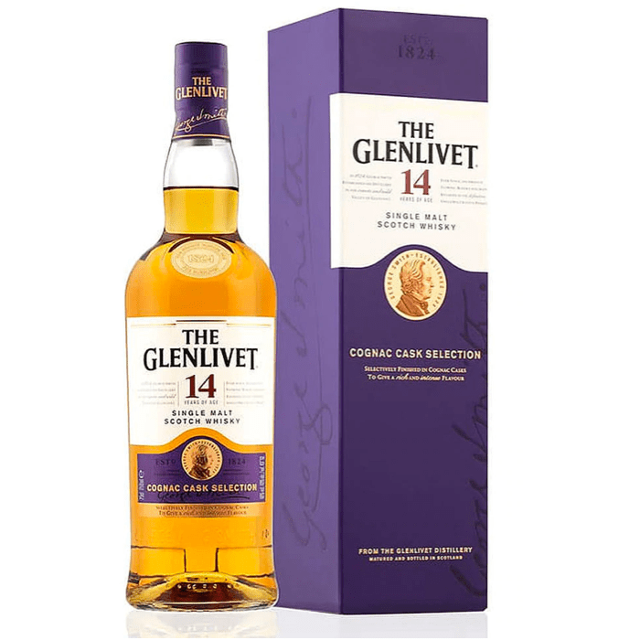 The Glenlivet 80 Proof Cognac Cask 14 Year Old Selection Single Malt Scotch Whiskey Bottle