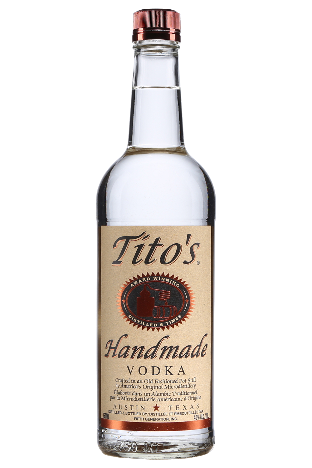 Tito's 80 Proof Handmade Vodka Bottle