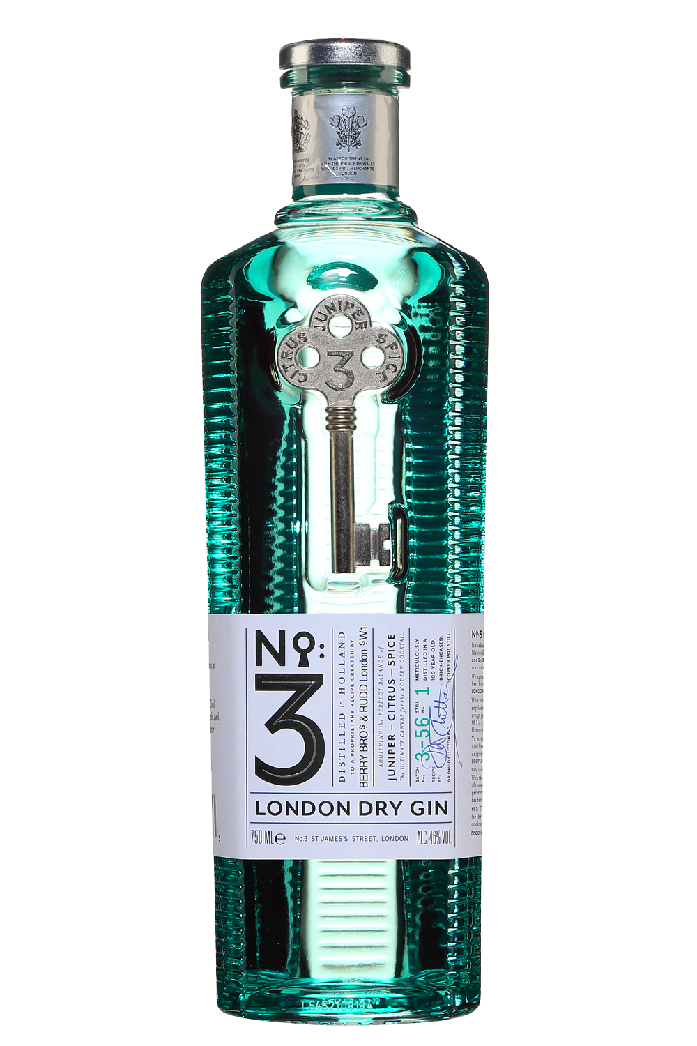 No.3 Juniper Citrus Spice 92 Proof London Dry Gin Bottle