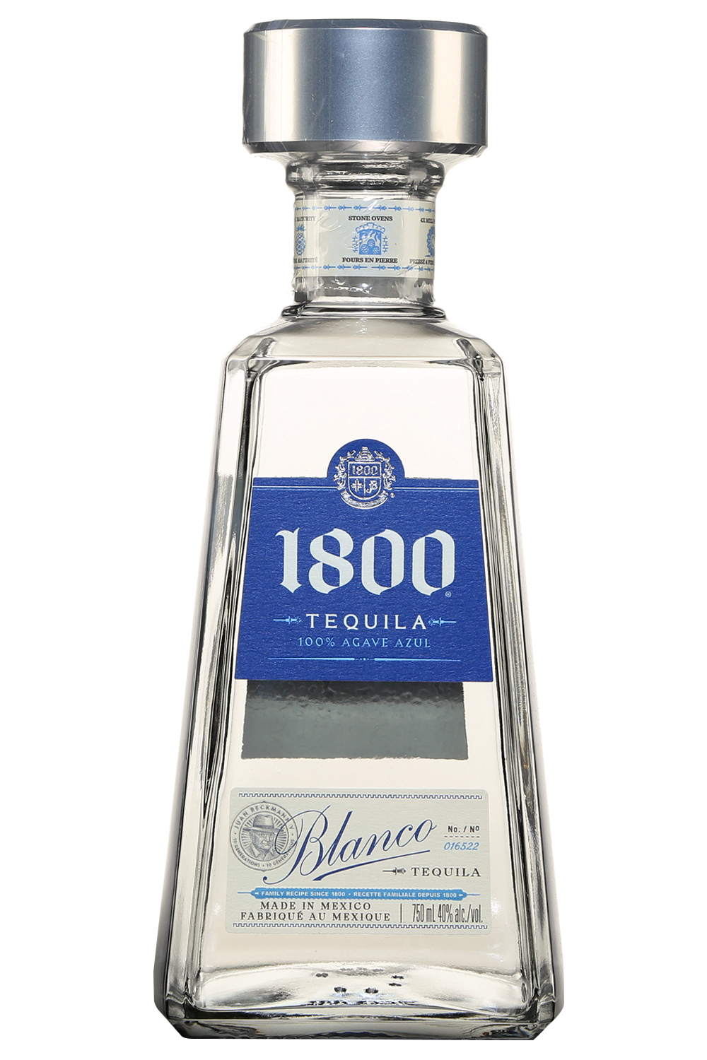 1800 80 Proof Silver Tequila Bottle