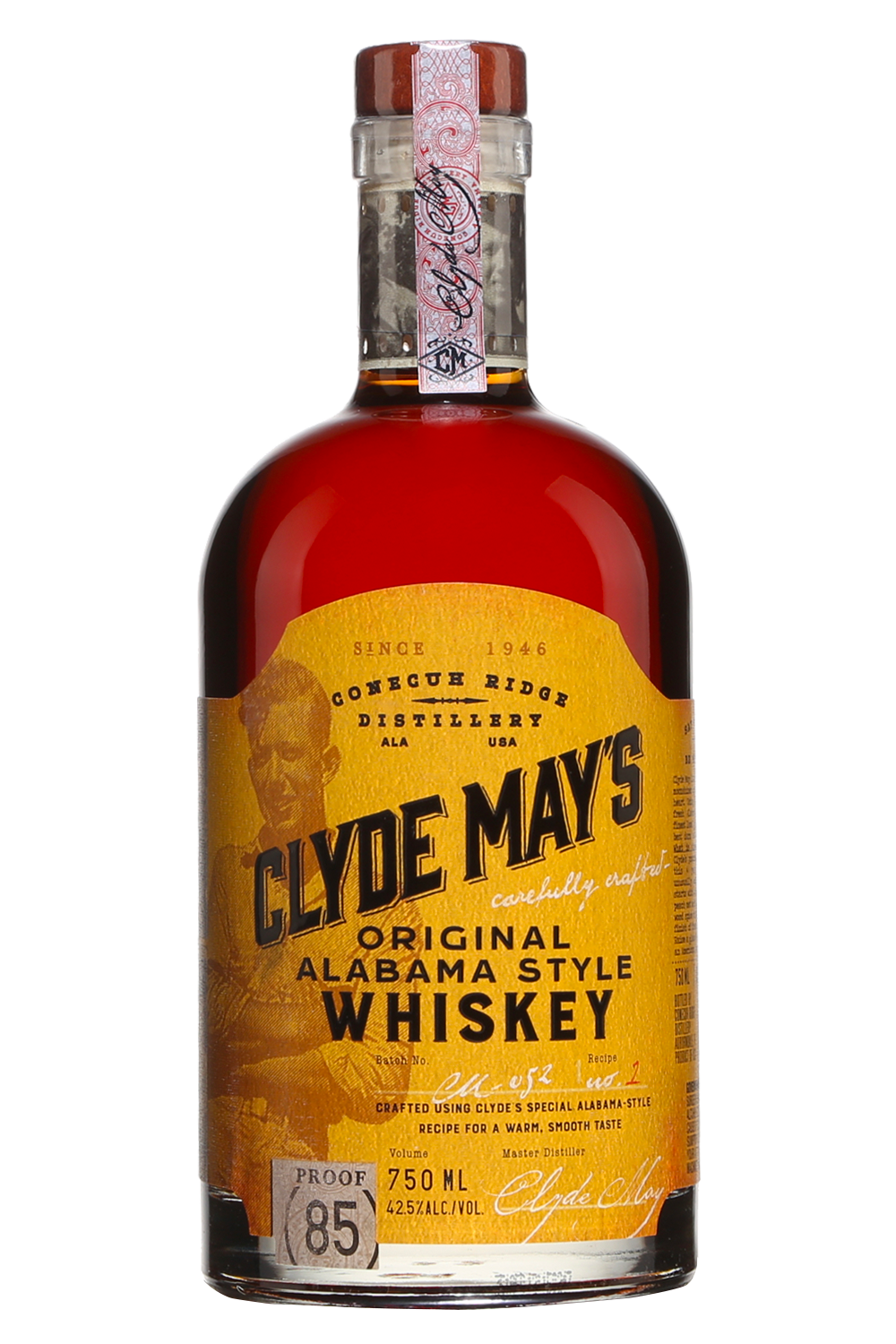 Clyde May's 85 Proof Alabama Style Whiskey Bottle