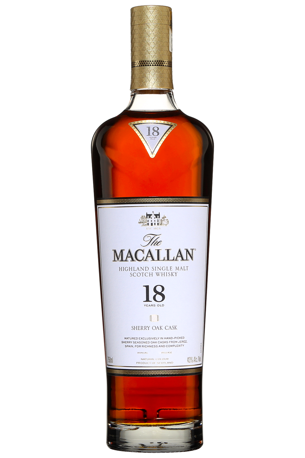 The Macallan 86 Proof Highland Single Malt 18 Years Old Scotch Whisky Bottle