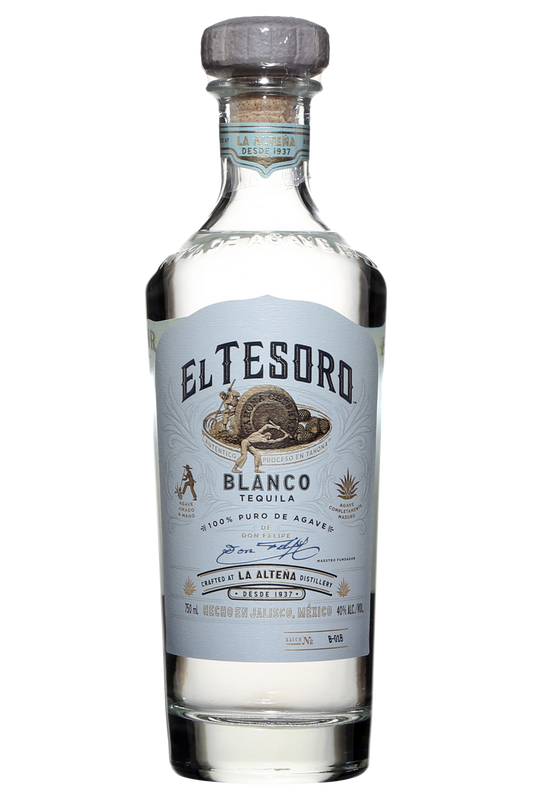 El Tesoro Premium 80 Proof Blanco Tequila Bottle