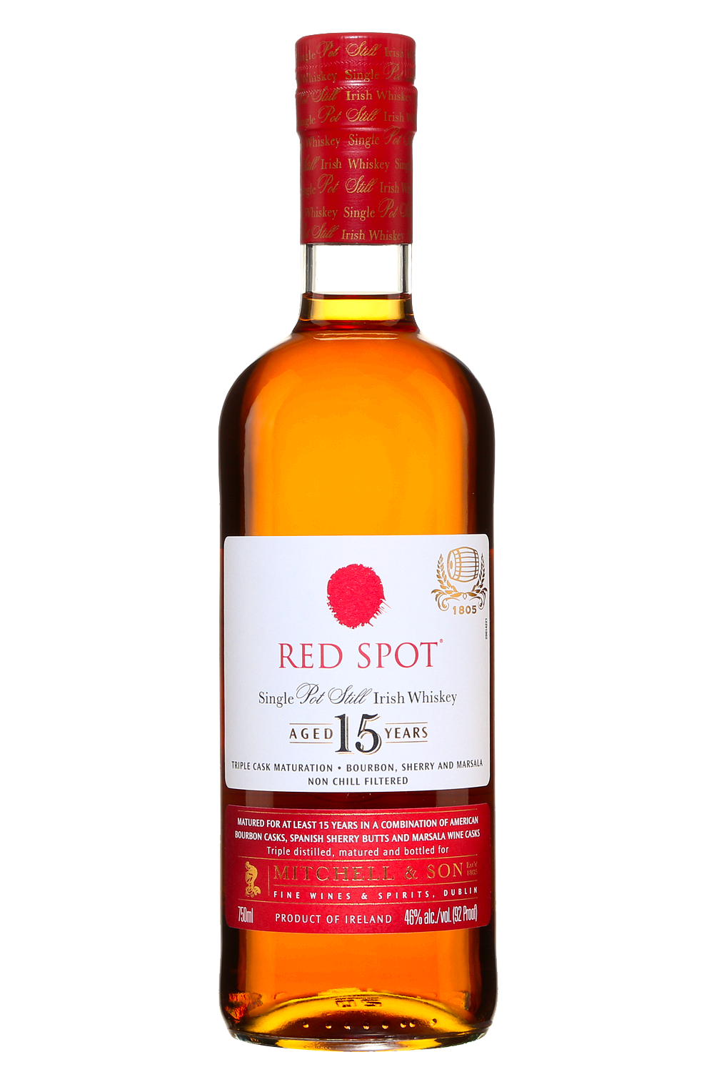 Red Spot Aged 15 Years Single Pot Still Irish Whiskey Bottle