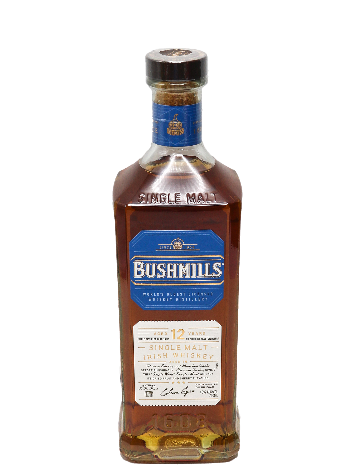 Bushmills 80 Proof 12 Year Old Single Malt Irish Whiskey Bottle