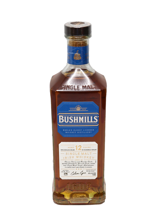 Bushmills 80 Proof 12 Year Old Single Malt Irish Whiskey Bottle