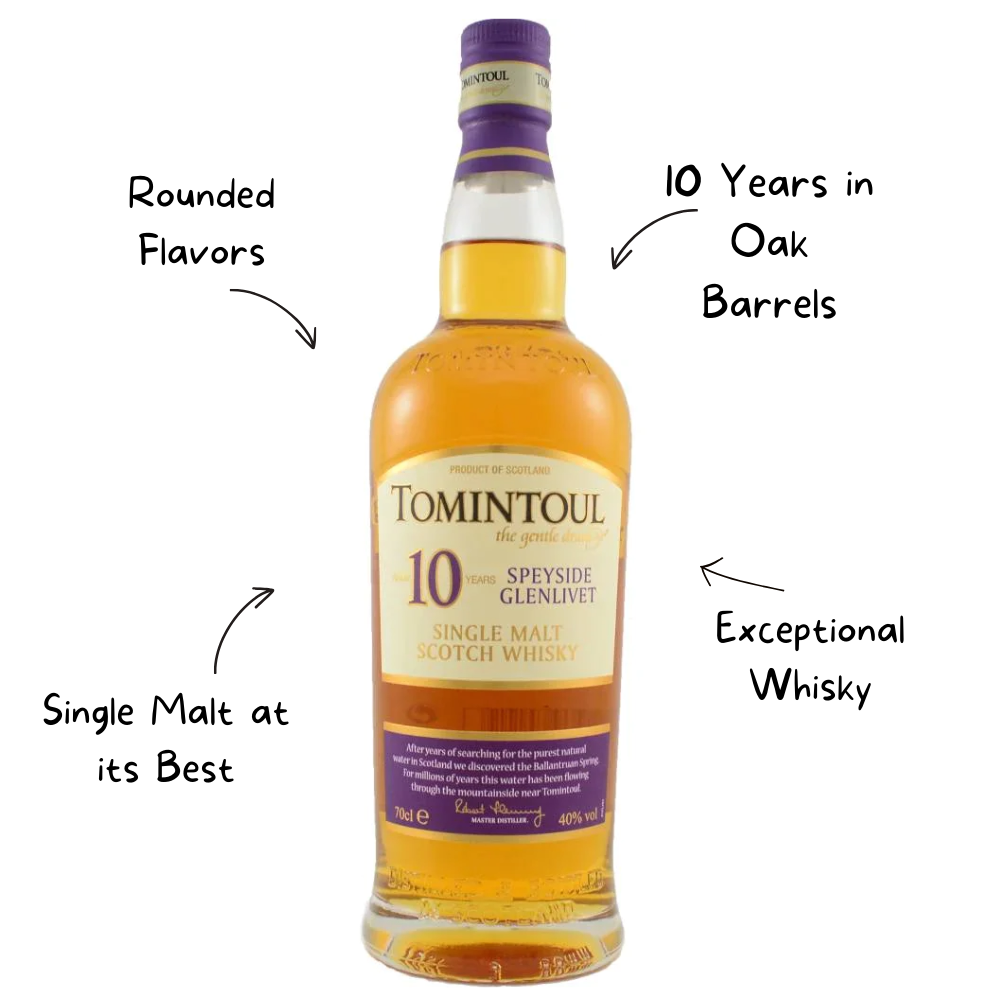 Tomintoul 10 Year Old Single Malt Scotch Whisky Bottle