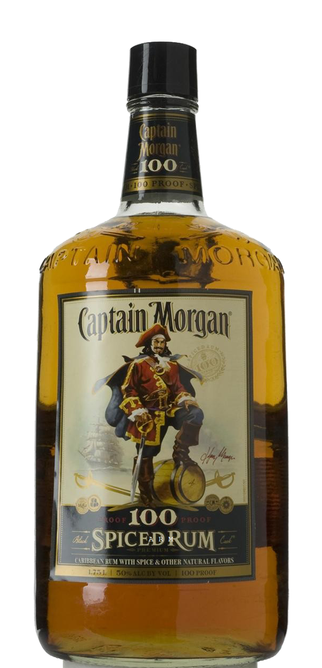 Captain Morgan 100 Proof Spiced Rum Bottle