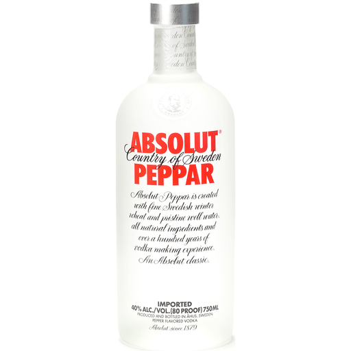 Absolut Peppar 80 Proof Vodka Bottle