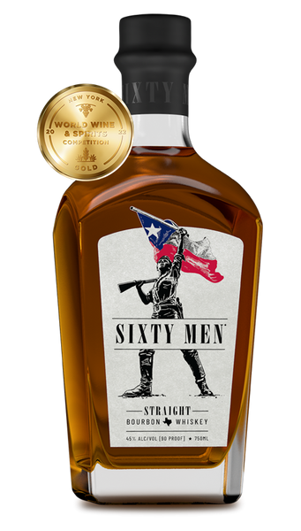 Sixty Men 90 Proof Straight Bourbon Whiskey Bottle