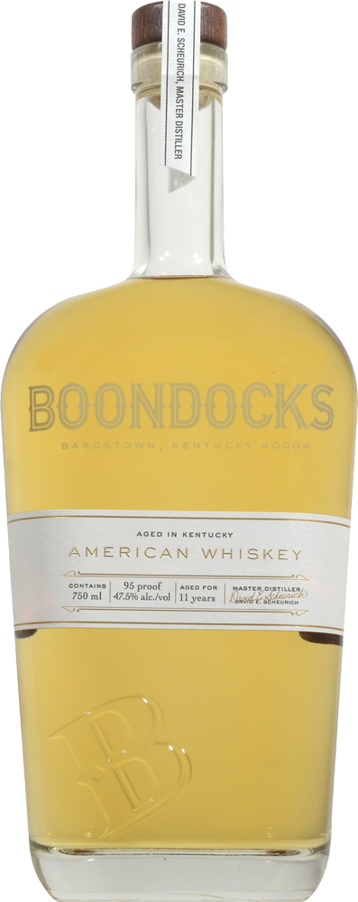 Boondocks 95 Proof 11 Year Old Blended American Whiskey Bottle