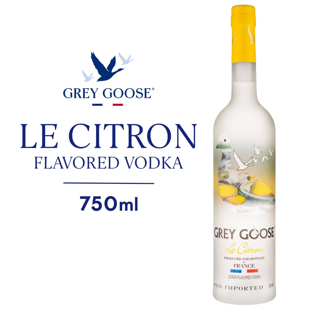 Grey Goose Lemon Flavored 80 Proof Vodka Bottle