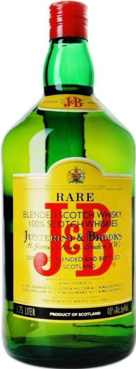 J&B Rare 80 Proof Blended Scotch Whiskey Bottle