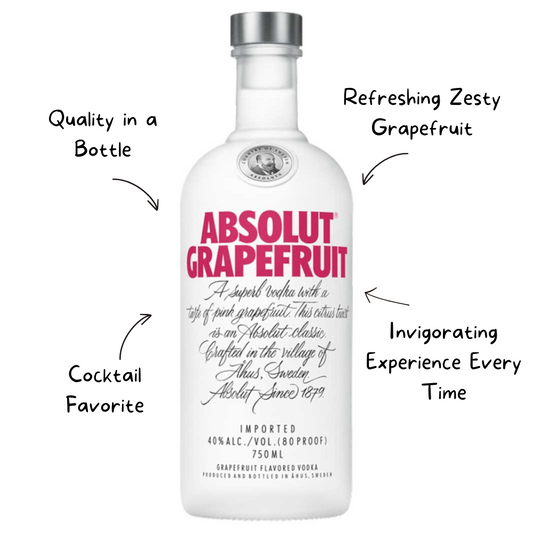 Absolut Grapefruit  80 Proof Vodka Bottle