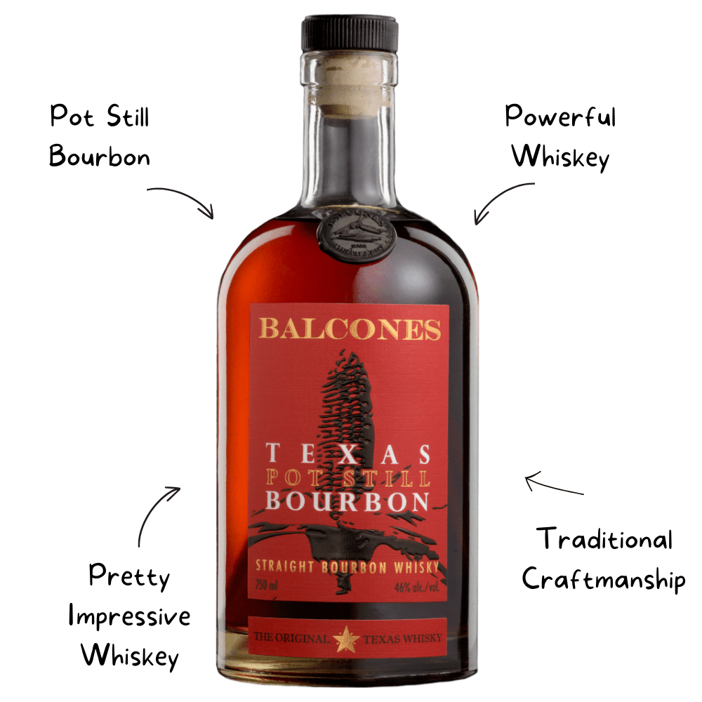 Balcones 92 Proof Texas Pot Still Bourbon Whiskey Bottle