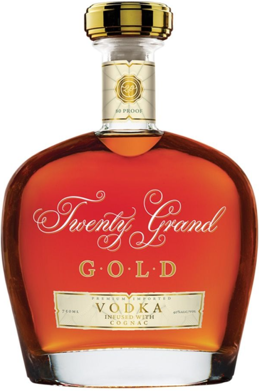 Twenty Grand 80 Proof Gold Infused with Cognac Vodka Bottle