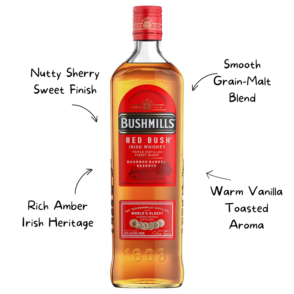 Bushmills Red Bush Irish Whiskey Bottle