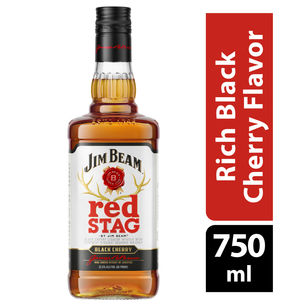 Jim Beam Red Stag Black Cherry Kentucky Straight Bourbon Whiskey Bottle