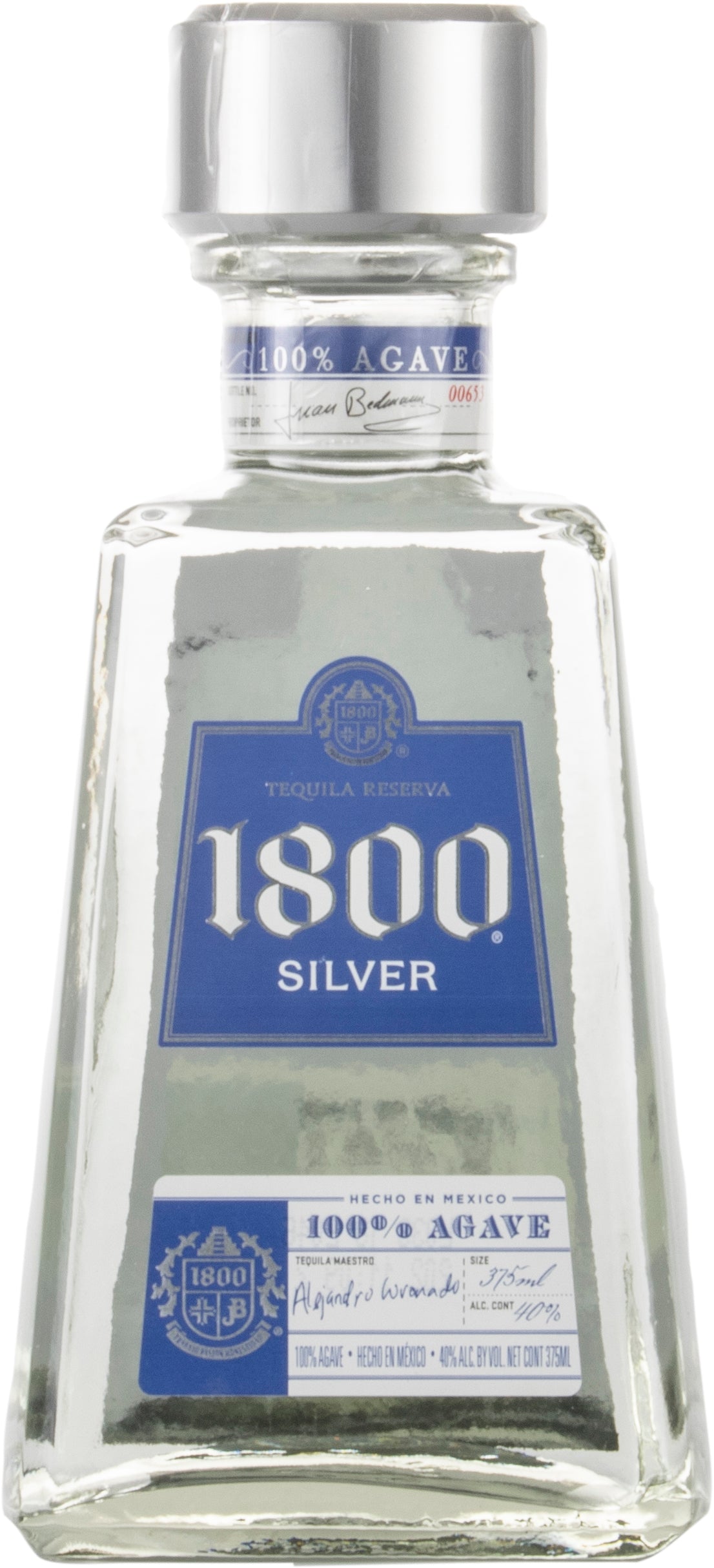 1800 100% Agave Azul 80 Proof Blanco Tequila Bottle